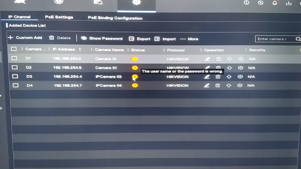 IP Channel pada software NVR